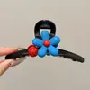 Pinza para el pelo de verano estilo ins con bloques de color para mujer, pasador lindo de lunares japoneses para niña, pinza de tiburón grande para recogidos.