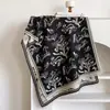 Bufanda jacquard de doble cara estilo francés con diseño de plantas y caballos, imitación cachemir para mujer, chal con borde de rayas, bufanda exterior de estilo artístico para otoño e invierno
