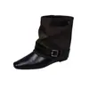 Botines retro de retazos estilo francés para mujer, nueva colección otoño/invierno 2026, con detalles de hebilla, punta cuadrada y un diseño ajustado en piel de ante