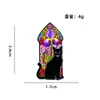 Broche Gato Negro Vidriera de Iglesia Decoración para Bolso Insignia Metálica Gato de Dibujos Animados Accesorios para Pareja Pequeño Regalo