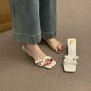 Sandalias de Tira Cruzada y Punta Abierta Estilo Francés Impresionantes Brisa Nocturna para Mujer 2025 Nuevas Sandalias Casuales de Tacón Alto y Chanclas