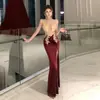 Vestido Sexy de Cuello en V Profundo Transparente en la Cintura Vestido Largo de Noche Falda con Abertura en la Cadera Tirantes Huecos Aspecto Adelgazante
