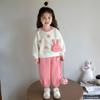 Conjunto Esportivo Infantil Feminino Primavera e Outono 2025 Novo Moletom de Coelho Infantil Conjunto Casual de Duas Peças Outono para Bebê Menina Tendência