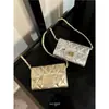 Lingge Mini Bolsa de Basura Pequeña Versátil Estilo Mini Chanel Dorada Plateada Mini Bolso Cruzado Bolso de Cadena para Mujer Billetera 2024
