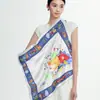 Lenço Quadrado Pequeno de Seda 64*64cm em Estoque Lenço de Seda Amora Presente Corporativo Lenço de Seda Floral Estilo Pintura a Óleo Lembrança