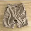Shorts de Trabajo de Comercio Exterior para Hombre Marca de Moda Talla Grande Pierna Recta Holgada Lavados Multibolsillos Casual Modernos Pantalones de Cinco Puntos