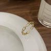 Anillo Abierto de Corazón con Cadena de Zircón para Mujer Nicho Coreano Retro Elegante Simple Versátil