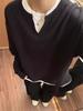 Sudadera de Cuello en V Waffled Falsa de Dos Piezas para Hombre Primavera y Otoño Estilo Americano Pesado Marca de Moda Ruffian Textura Guapa Camiseta de Manga Larga