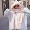 Cachecol Chapéu Luvas Três em Um de Pelúcia de Panda Inverno Espesso Imitação de Pelo de Coelho Orelhas de Coelho Cachecol Quente