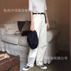 Lufu Dongdaemun Coreano Ajustado Alto Casual Holgado Estilo Coreano Recto Pierna Ancha Cintura Alta Jeans Blancos para Mujer