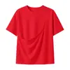 Camiseta de Manga Corta con Bolsillo Grande, Corte Holgado, Top Casual de Hombro Caído para Verano, Puede Guardar Artículos para Mascotas y Teléfono, Versátil y Moderno