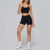 Conjunto de Yoga de Verano Transfronterizo Sin Costuras de Secado Rápido Espalda Hermosa con Tirantes Conjunto Deportivo Casual Ropa para Correr y Fitness Pantalones Cortos para Mujer