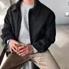 Jaqueta curta moderna e versátil com lapela retrô, estilo primavera e outono, com zíper, casaco da moda nicho estilo americano, moda masculina versátil
