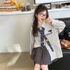 Camisas Infantis 2024 Novo Conjunto de Camisa Listrada Infantil Estilo Preppy para Crianças de Tamanho Médio e Grande Tops de Primavera e Outono para Crianças Manga Longa