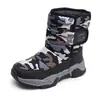 Botas de neve infantis para crianças grandes 24 Botas de inverno com forro de lã grossa de algodão resistente para meninas Sapatos antiderrapantes à prova d'água para áreas externas para meninos