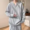 Rivet Marca Tendência 2026 Nova Versátil Estilo Americano Masculina Outono Caimento Solto Gola V Moletom Pesado para Adolescentes