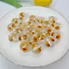 Color resina flor seca natural pan de oro cuentas redondas transparentes DIY pluma de cuentas hecha a mano pulsera cadena de teléfono móvil accesorios