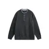 Ropa Vintage Yidao Otoño 2026 Nuevo Retro Americano Bloque de Color Cuello Henley Falso Dos Piezas Estilo Perezoso Suéter Tejido