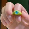 Divertido gato negro pequeño monstruo ojos grandes anillo dulce genial gato de dibujos animados anillo de estrella novias amor estudiante pulsera regalo