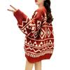 Cardigan Tricotado Geométrico em Forma de Losango Estilo Ocidental para Mulheres na Primavera Aconchegante Preguiçoso Solto Roupa Externa Suéter de Comprimento Médio