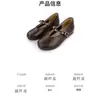 Mocasines negros de punta redonda, estilo francés, inspiración retro, con una sola tira, suela plana, de cuero suave, cómodos - un zapato de mujer simple y versátil para el uso diario