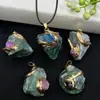 Colgante de Oro Incrustado con Cristal de Piedra Natural Original Transfronterizo Accesorios DIY Joyería de Piedra Original Multicolor Irregular Collar Lote