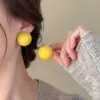 Oferta Especial Brinco Tridimensional Bola de Goma Cor de Macaron, Versátil para Primavera e Verão, Simples e Fresco, Brincos Redondos Emagrecedores