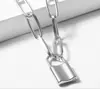 Joyería Transfronteriza de Aliexpress Collar con Colgante Geométrico de Temperamento Europeo y Americano Collar de Aleación con Forma de Candado para Hombres y Mujeres Retro Lujo Ligero