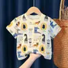 Verão Novo Estampa Digital Manga Curta Solta Simples Tendência Casual Roupas Infantis Versátil Moda Camiseta Infantil
