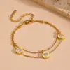 Pulseira de moda transfronteiriça de aço titânio com contas de camada dupla, Roma europeia e americana mais vendida com diamante, camada dupla de aço inoxidável que não desbota, feminina