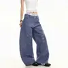 Insignia de estilo callejero americano bordada, jeans deconstruidos para hombre y mujer, nuevo diseño de verano, corte holgado, pantalones de pierna curva de nicho, modernos
