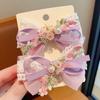 Menina Fresca Bordada Flor Lace Bow Hairpin Crianças Doce Princesa Heavy-duty Requintado Acessórios de Cabelo Par