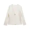 Zr Exporta al por mayor Chaqueta de punto simple de manga larga con cuello en V, suelta, casual, elegante, estilo europeo y americano para mujer