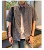 Camisas Xadrez de Manga Curta da Marca Retro Trendy para Homens e Mulheres, Camisas Versáteis de Casal com Caimento Solto Estilo Americano