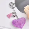 Nuevo Estilo Chanel Corazón de Melocotón Pedrería Cuero Llavero Borla Colgante Llavero Corea del Sur Franela Diamante Llavero