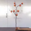 Caquis Simulados de 8 Piezas con Escarcha, Adornos de Decoración para Bodas de Año Nuevo, Plantas Artificiales con Fruta, Caquis Falsos al por Mayor