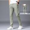 Pantalones de Seda de Hielo Cuatro Estaciones Juveniles Casuales de Secado Rápido Ajuste Delgado Transpirables Elásticos Pantalones para Hombre Estilo Coreano Pantalones de Ajuste Delgado