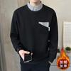 Sudadera Gruesa con Forro de Polar para Invierno con Cuello de Camisa de Dos Piezas Falsas, Marca de Moda, Una Pieza al por Mayor Manga Larga