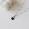 Collar de amor de plata esterlina s925 ágata negra nácar blanco de doble cara para mujer, moderno, elegante, con cuentas redondas, concha en forma de corazón
