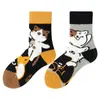 Calcetines originales de moda infantil AB color asimétrico dibujos animados longitud media otoño e invierno caramelos lindos calcetines de algodón para niños y niñas