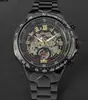 Ganador Moda Masculina Europea y Americana Reloj Mecánico Automático Calado Venta al por Mayor Caja Negra Esfera Negra Inscripción Dorada