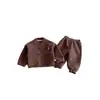 Conjunto de Forro Polar para Niños 2025 de 0 a 3 Años Invierno Estilo Coreano para Niños Conjunto de Dos Piezas Grueso de Top y Pantalón de Chándal para Niños y Niñas