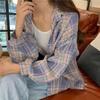 Camisas Xadrez Atacado para Mulheres, Design Estilo Coreano, Camisas Soltas Versáteis Retrô Primavera e Verão, Jaquetas Camada Interna com Proteção Solar