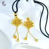 Colar Genuíno Vietnamita de Ouro de Areia Lótus Duas-Mundos Pingente de Lótus Antigo Feminino Corrente de Suéter Dourada para Namorada