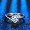 Celebridade Online Ao Vivo Parede Torcida Formato de Floco de Neve Anel Feminino de Diamante Moussan Anel de Prata Esterlina Anel de Casamento de Alta Textura Presente de Dia dos Namorados