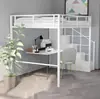 Litera de Hierro, Cama Infantil, Apartamento Pequeño, Cama Superior y Mesa Inferior, Cama Individual, Cama de Adulto, Cama a Media Altura, Ahorradora de Espacio, Multifuncional