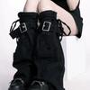 Pantalones de pierna de mezclilla negra con flecos y cruz estilo punk para mujer, moda versátil, calcetines largos para pierna adelgazantes, estilo Ins