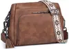 Bolso de Hombro Simple Retro de Color Sólido con Combinación de Colores de Venta Caliente Transfronterizo, Multifunción con Múltiples Cremalleras y Ranuras para Tarjetas, Correa de Hombro, Bolso Cruzado, Billetera