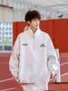 Moletom Pesado Meio Zíper Estilo Hong Kong Masculino Outono Masculino Outono e Inverno 2024 Novo Outono Manga Longa Jaqueta com Capuz para Meninos