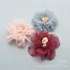 Malha de tecido coreano com flor central acessórios de cabelo feitos à mão material para cocar acessórios de vestuário acessórios DIY atacado